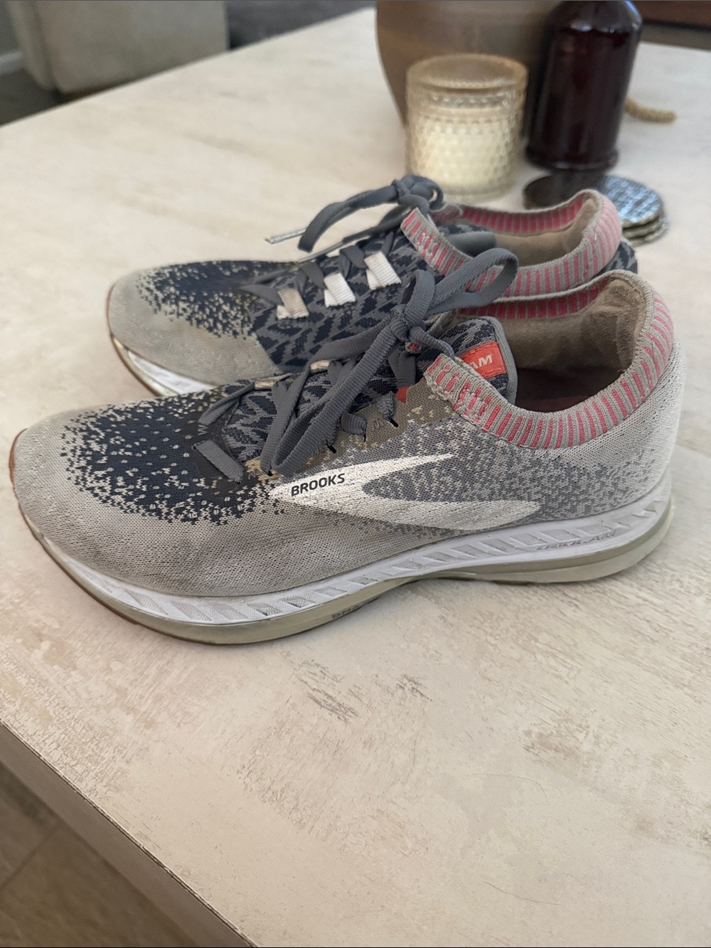 Brooks Women’s Gray and Pink Knit Running Shoes